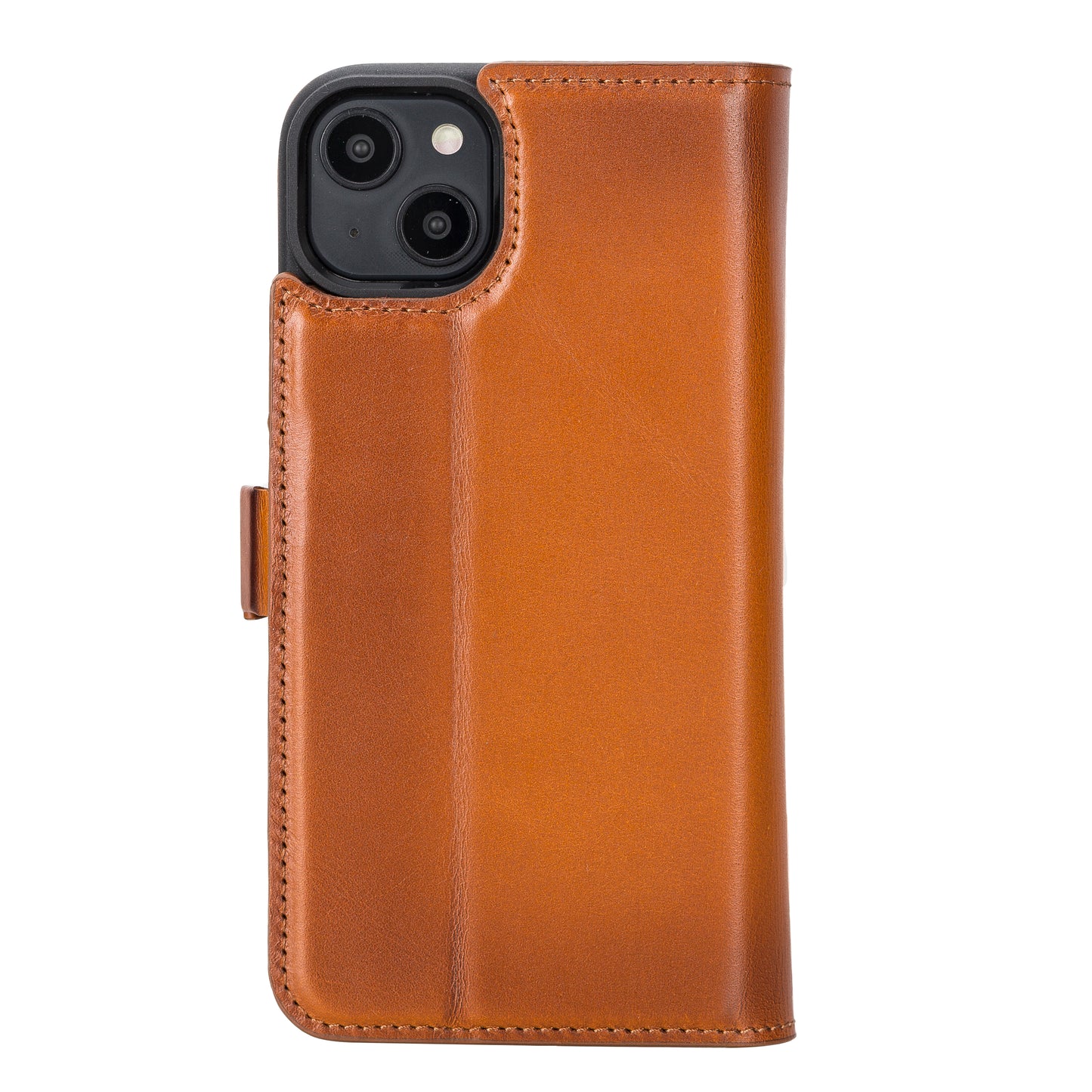iPhone 14 Plus (6.7") Leather MagSafe RFID Detachable Double Wallet Case - Rustic Brown