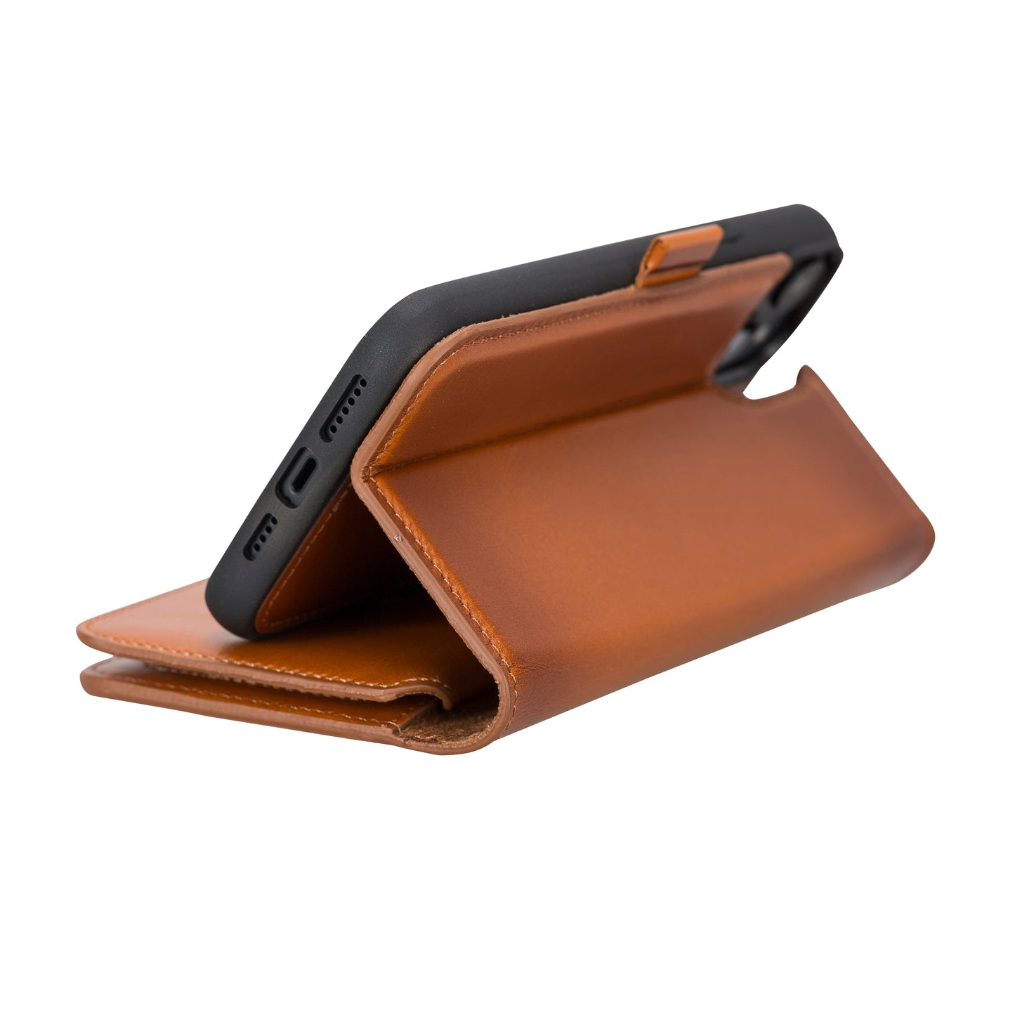iPhone 14 Plus (6.7") Leather MagSafe RFID Detachable Double Wallet Case - Rustic Brown