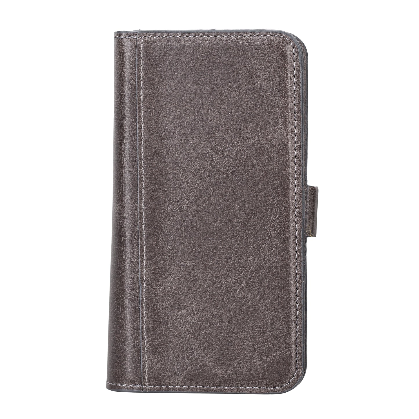iPhone 14 Pro (6.1") Leather MagSafe RFID Detachable Double Wallet Case - Rustic Black
