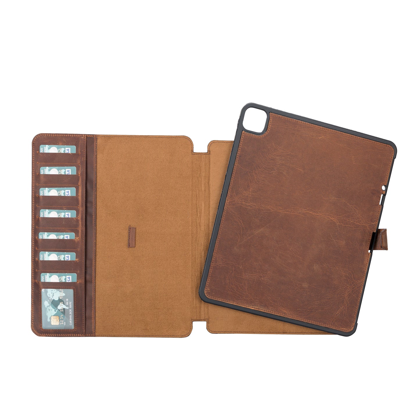 Apple iPad Pro (11") Leather Detachable Wallet Case - Teak Brown