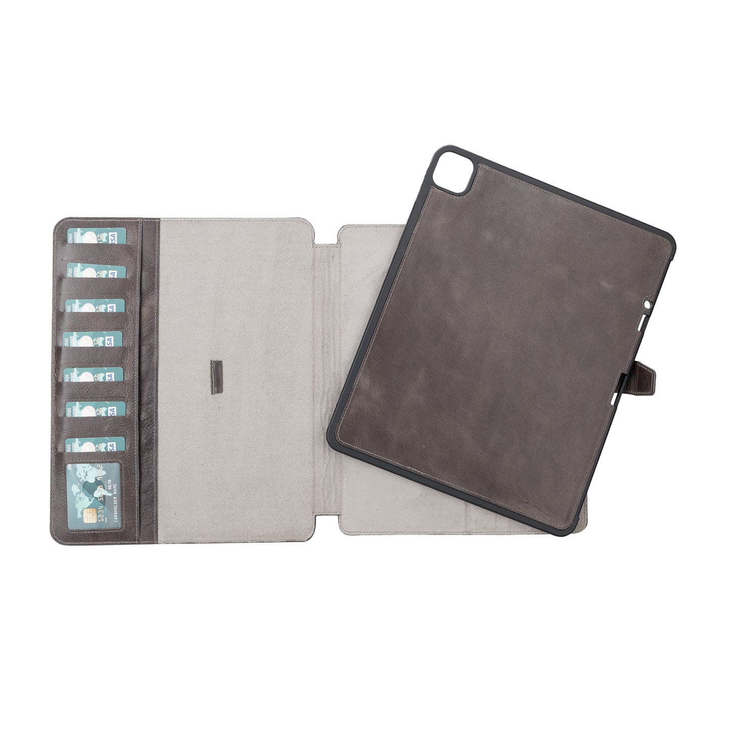 Apple iPad Pro (12.9") Leather Detachable Wallet Case - Rustic Black