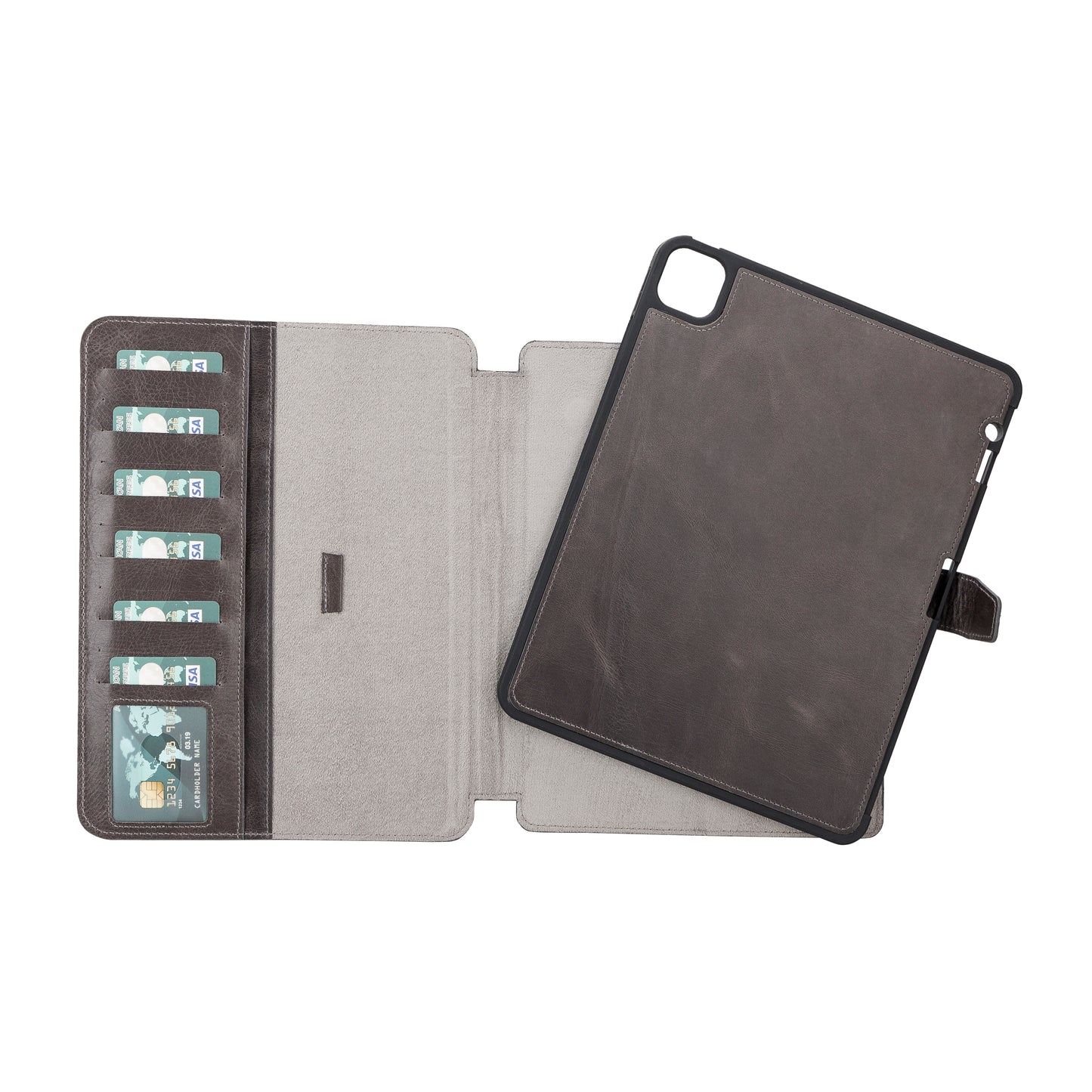 Apple iPad Pro (11") Leather Detachable Wallet Case - Rustic Black