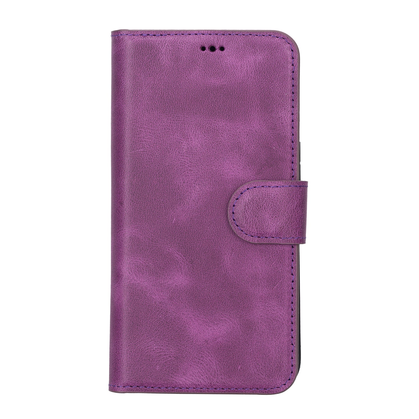 iPhone 13 (6.1") Leather MagSafe RFID Magnetic Detachable Wallet Case - Purple