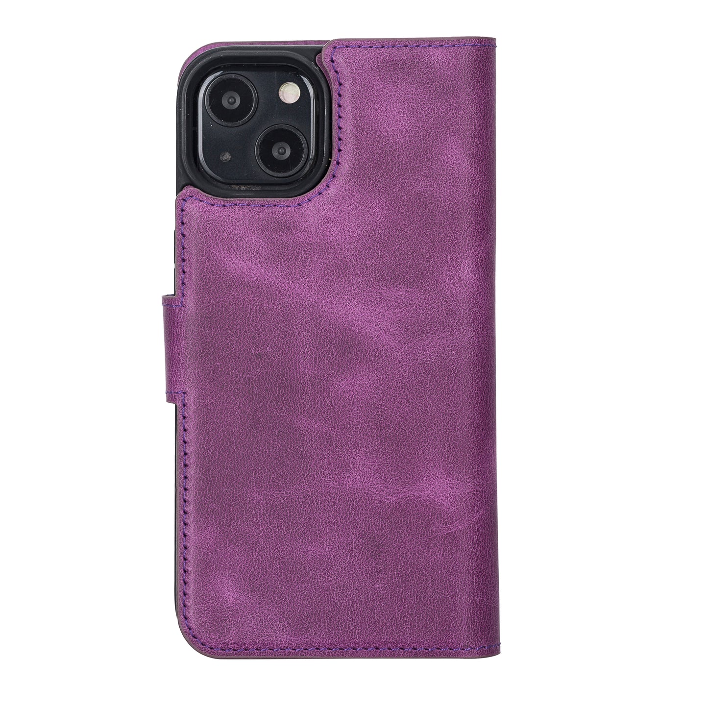 iPhone 13 (6.1") Leather MagSafe RFID Magnetic Detachable Wallet Case - Purple