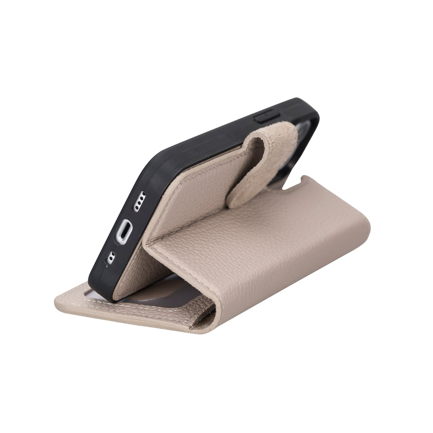 iPhone 13 Mini (5.4") Leather MagSafe RFID Magnetic Detachable Wallet Case - Beige