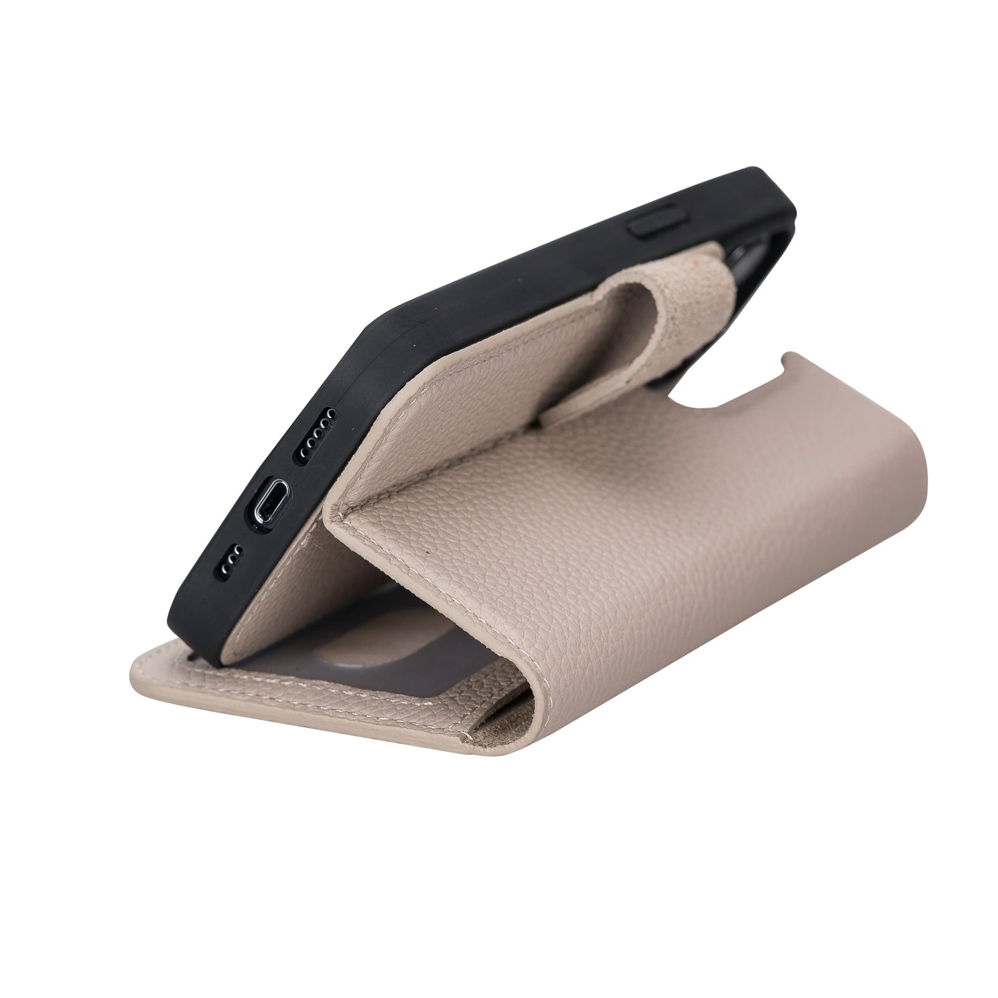 iPhone 13 Pro (6.1") Leather MagSafe RFID Magnetic Detachable Wallet Case - Beige