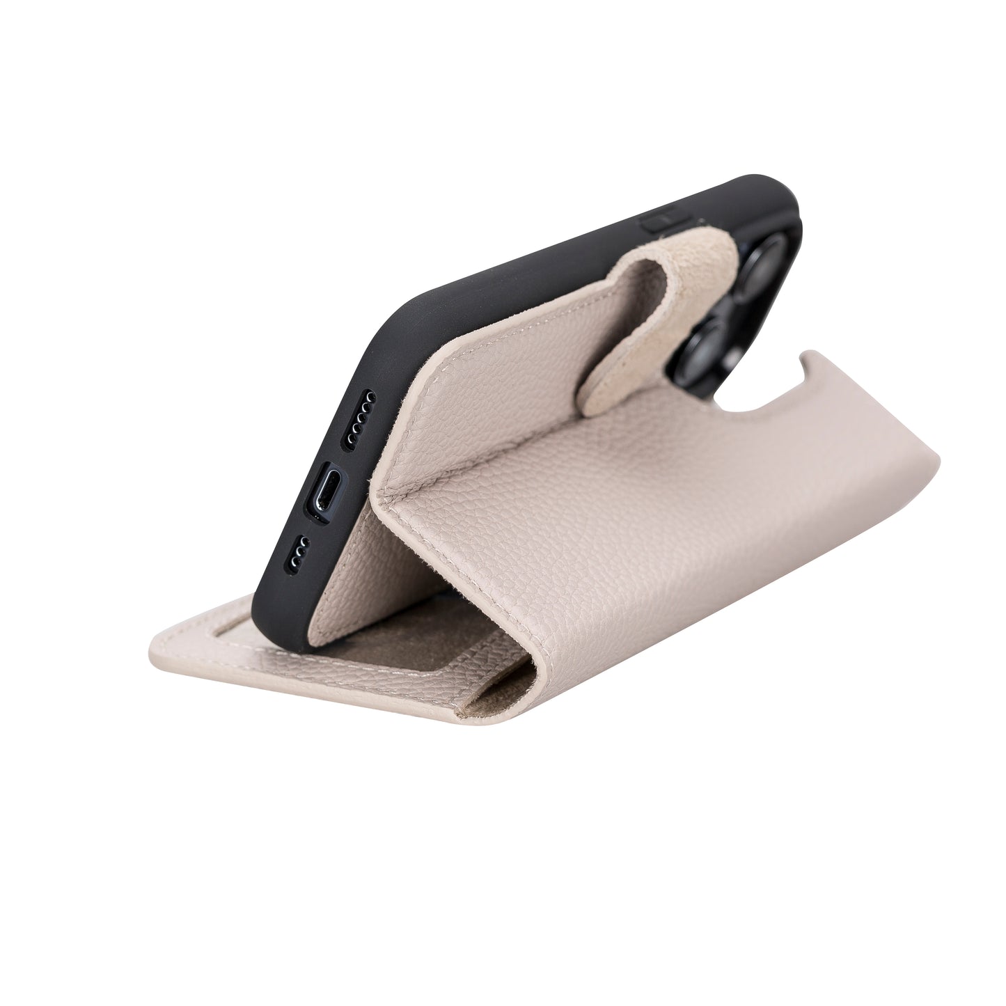 iPhone 14 Pro (6.1") Leather MagSafe RFID Detachable Wallet Case - Beige