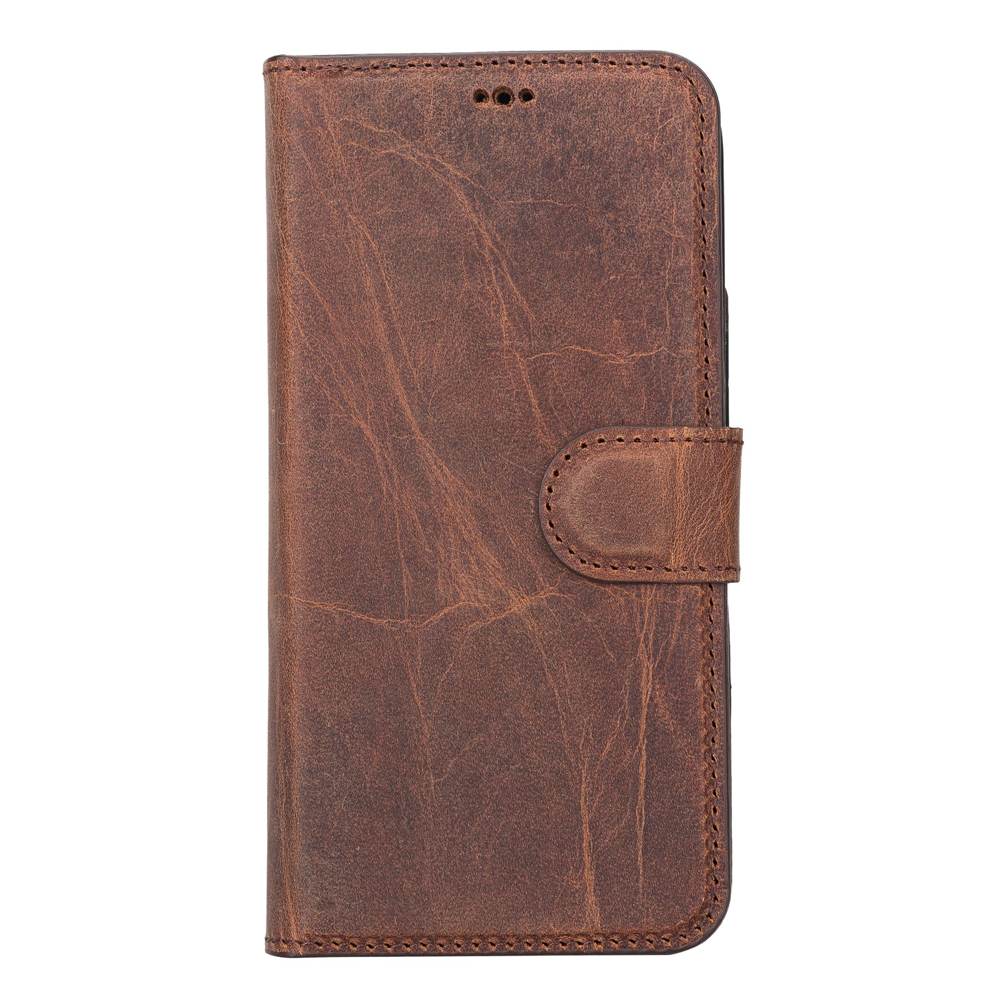 iPhone 13 (6.1") Leather MagSafe RFID Magnetic Detachable Wallet Case - Teak Brown
