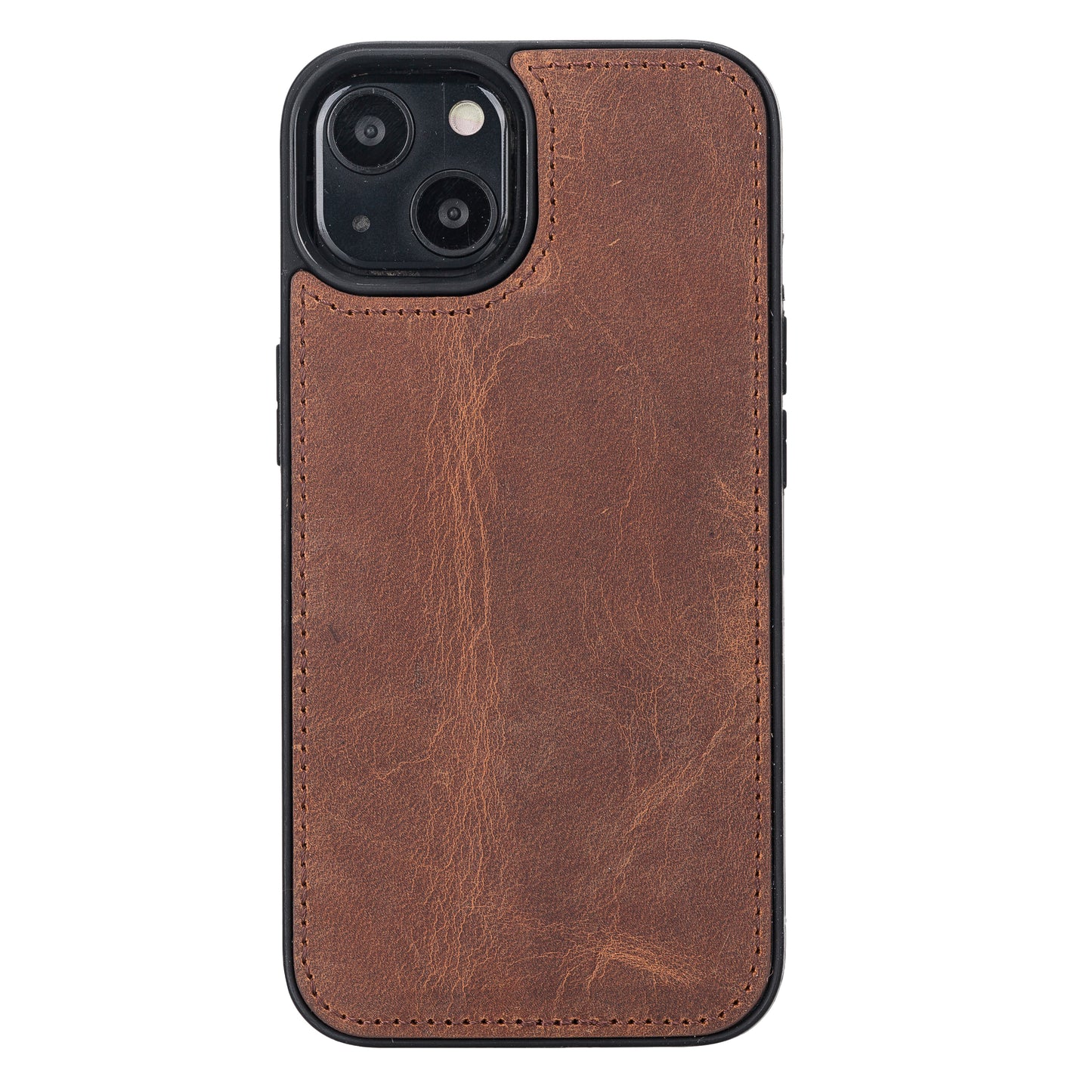iPhone 13 (6.1") Leather MagSafe RFID Magnetic Detachable Wallet Case - Teak Brown
