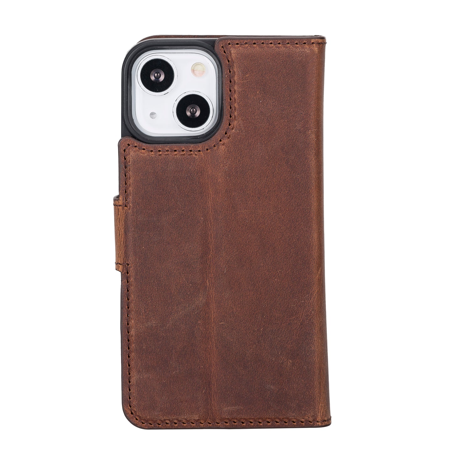 iPhone 13 Mini (5.4") Leather MagSafe RFID Magnetic Detachable Wallet Case - Teak Brown