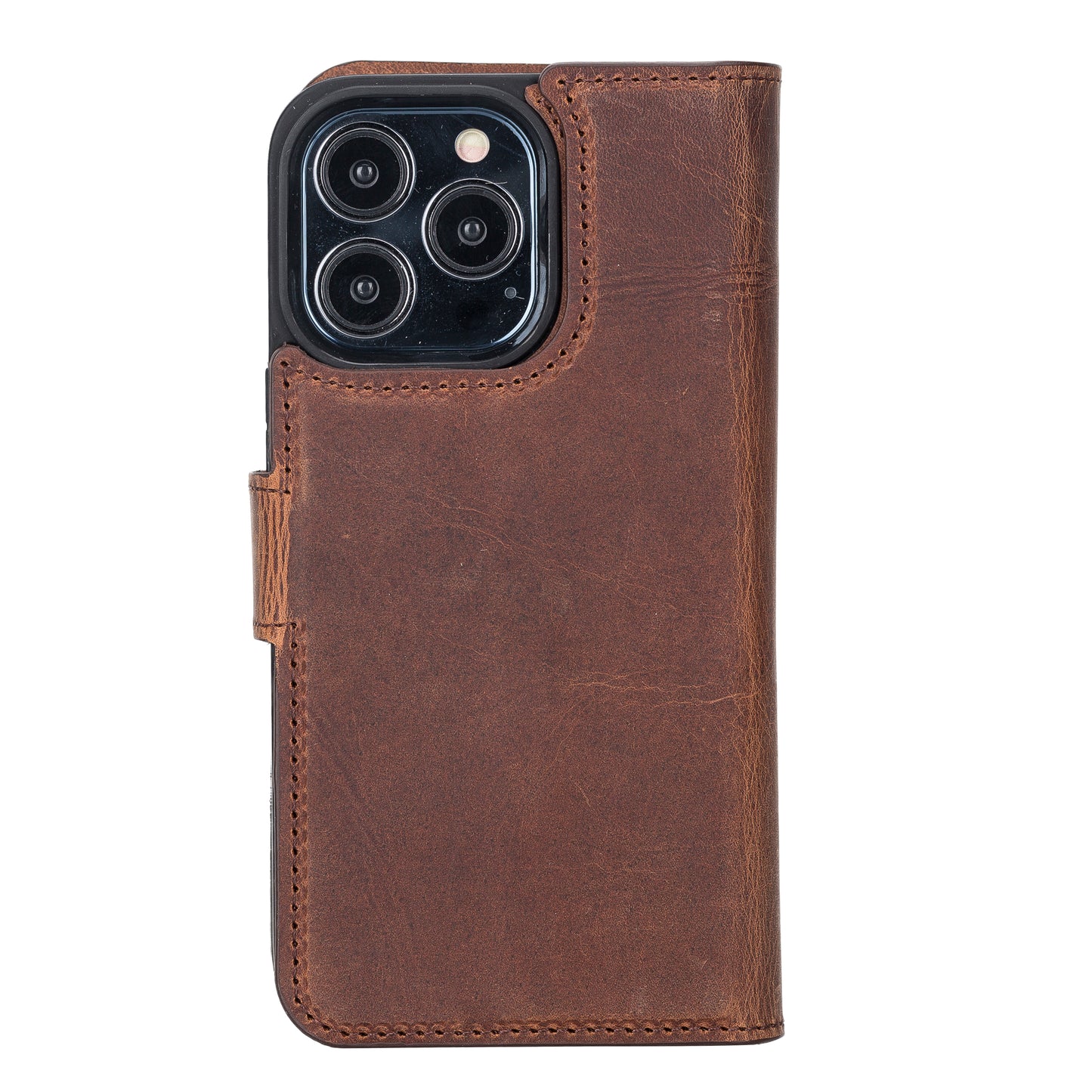 iPhone 13 Pro (6.1") Leather MagSafe RFID Magnetic Detachable Wallet Case - Teak Brown