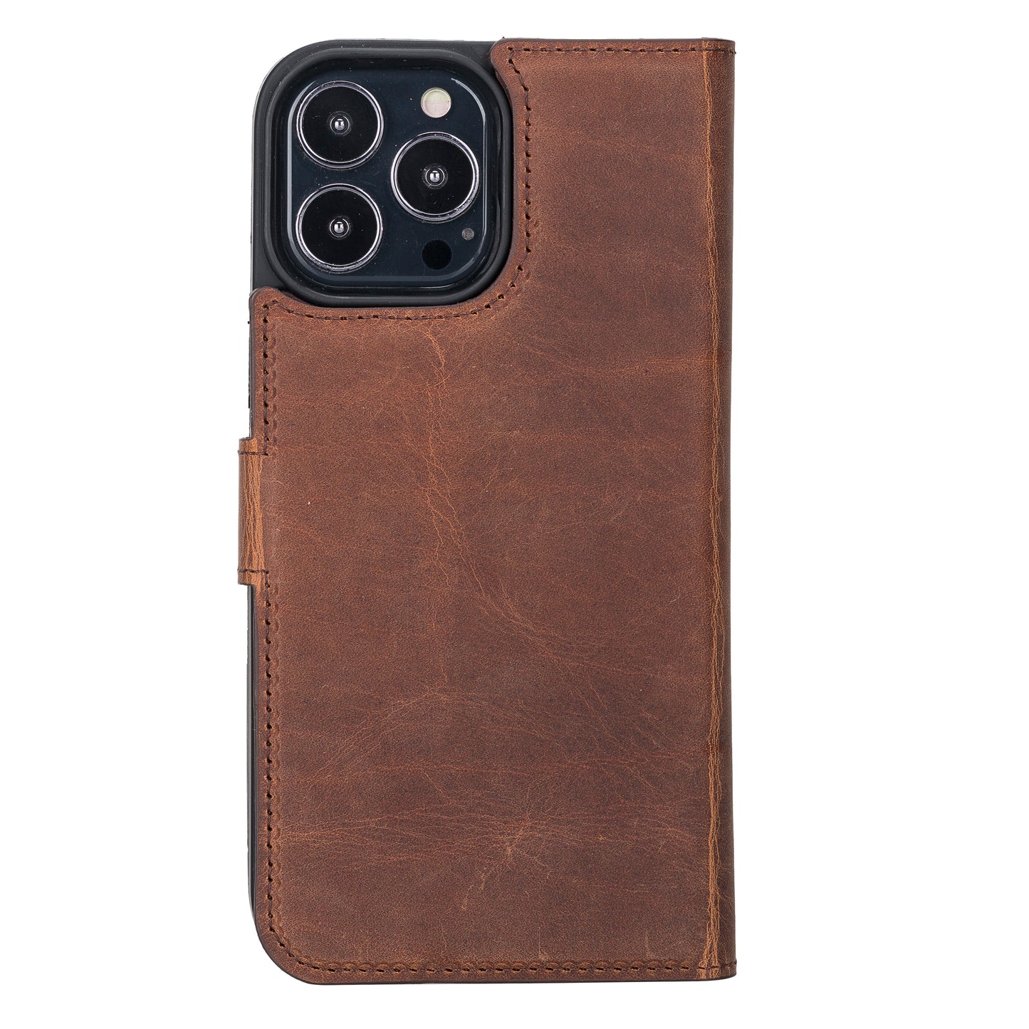 iPhone 13 Pro Max (6.7") Leather MagSafe RFID Magnetic Detachable Wallet Case - Teak Brown