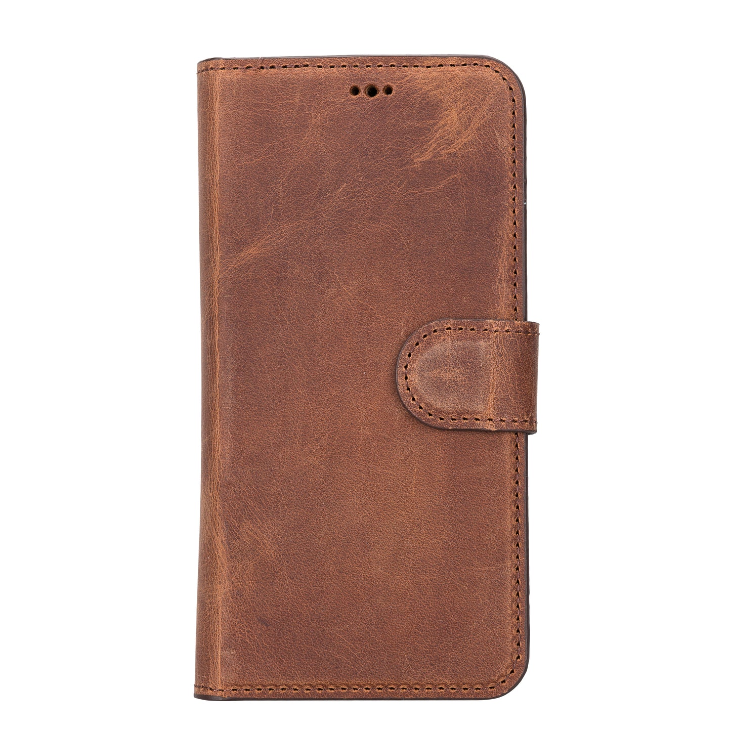 iPhone 14 (6.1") Leather MagSafe RFID Detachable Wallet Case - Teak Brown