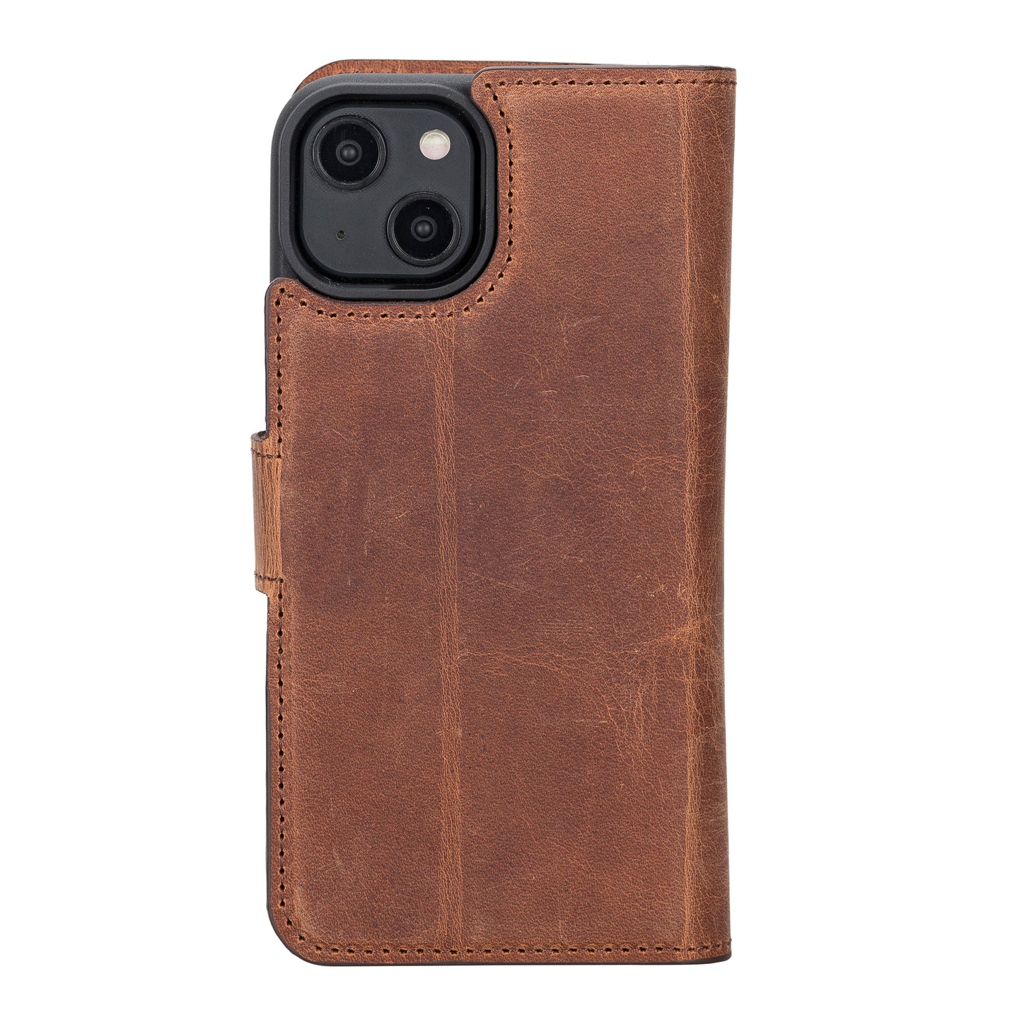 iPhone 14 (6.1") Leather MagSafe RFID Detachable Wallet Case - Teak Brown