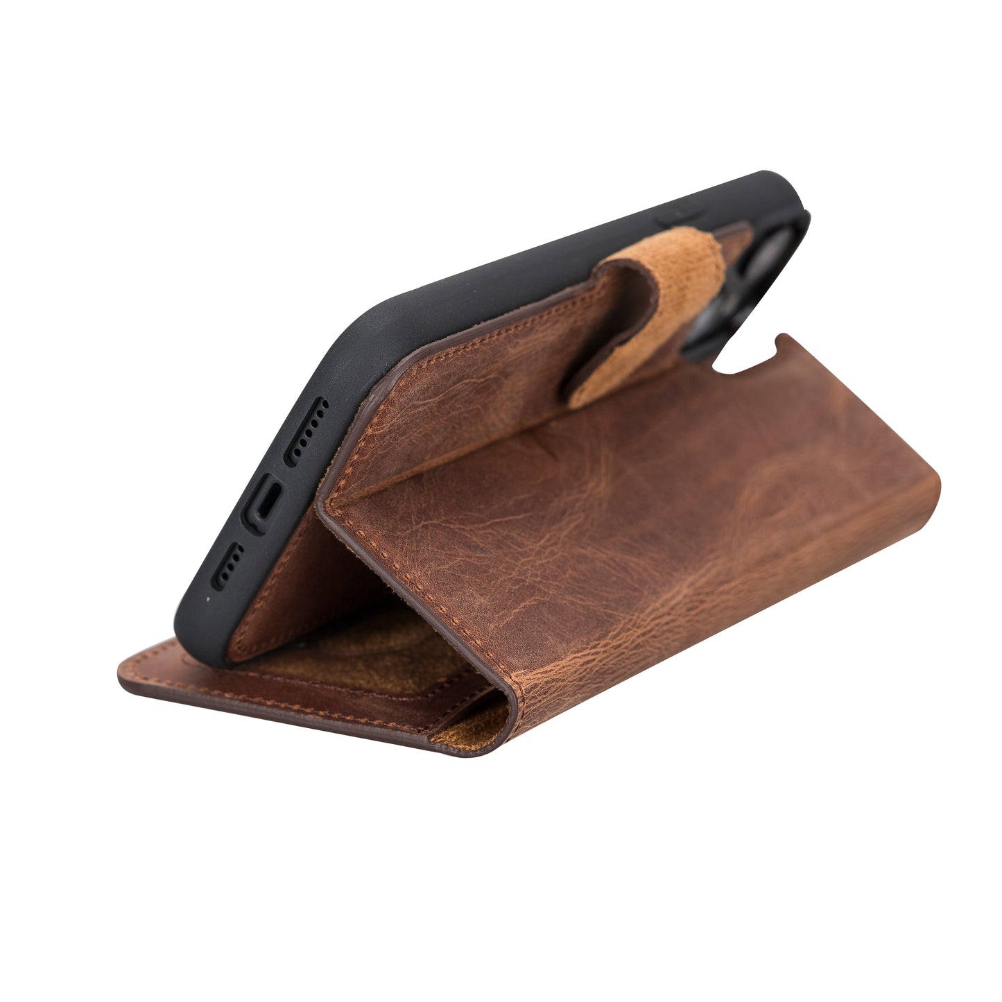iPhone 14 Plus (6.7") Leather MagSafe RFID Detachable Wallet Case - Teak Brown