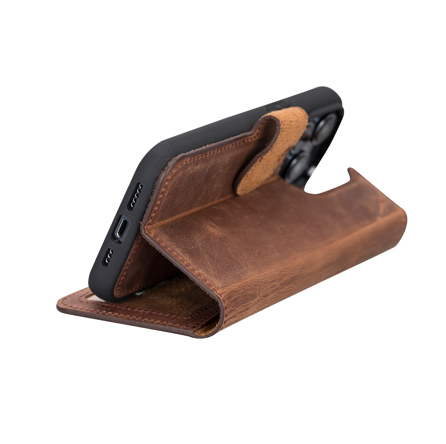 iPhone 14 Pro (6.1") Leather MagSafe RFID Detachable Wallet Case - Teak Brown