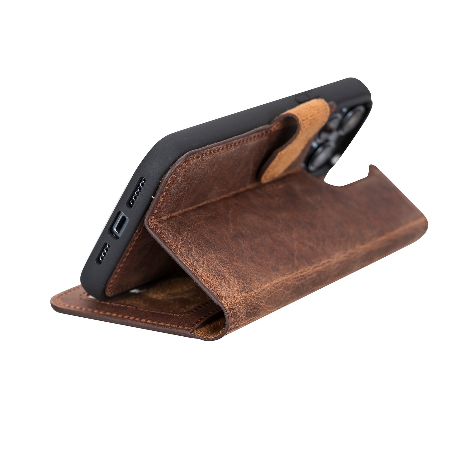iPhone 14 Pro Max (6.7") Leather MagSafe RFID Detachable Wallet Case - Teak Brown