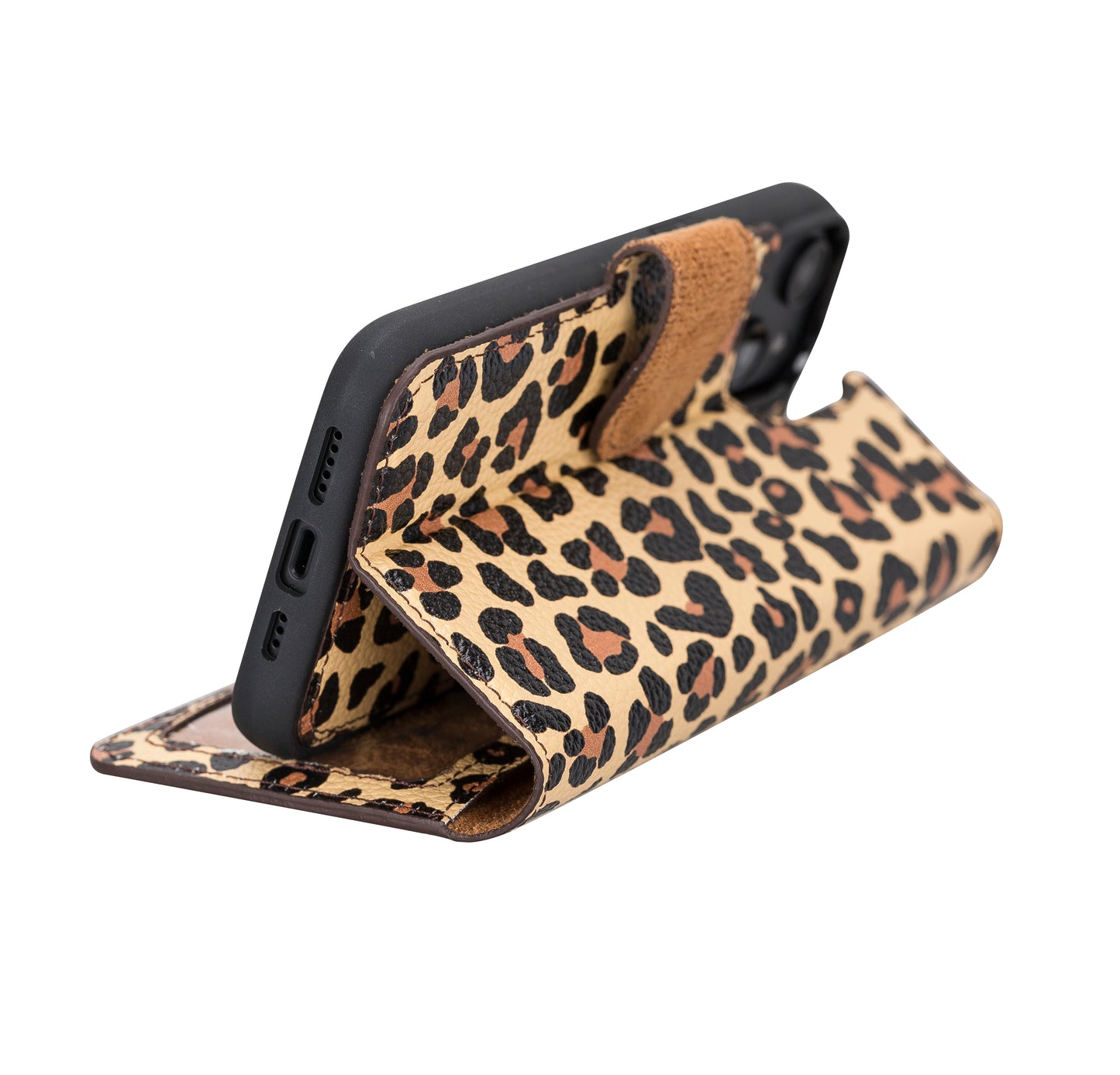 iPhone 14 (6.1") Leather MagSafe RFID Detachable Wallet Case - Leopard