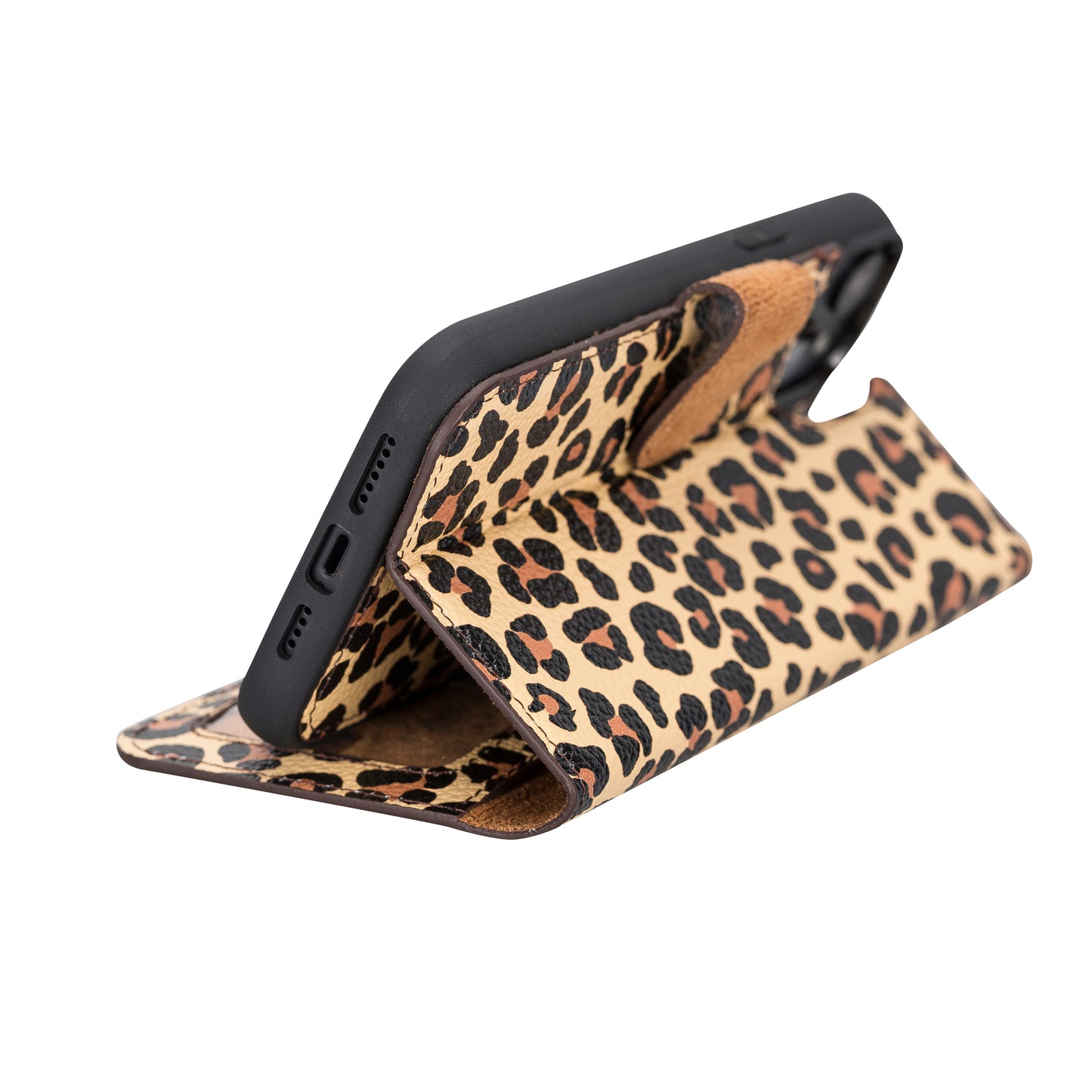 iPhone 14 Plus (6.7") Leather MagSafe RFID Detachable Wallet Case - Leopard