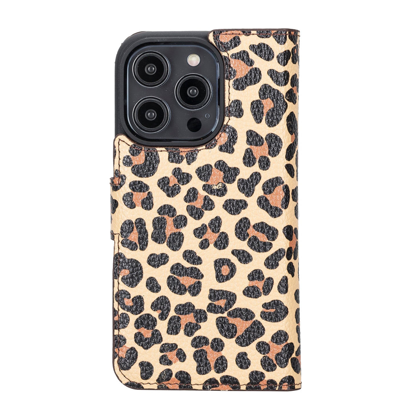 iPhone 14 Pro (6.1") Leather MagSafe RFID Detachable Wallet Case - Leopard