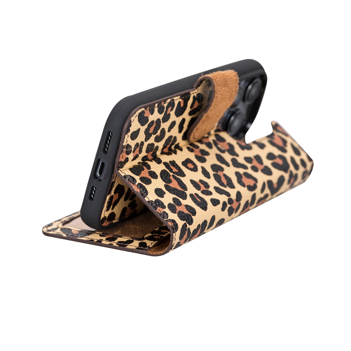 iPhone 14 Pro (6.1") Leather MagSafe RFID Detachable Wallet Case - Leopard