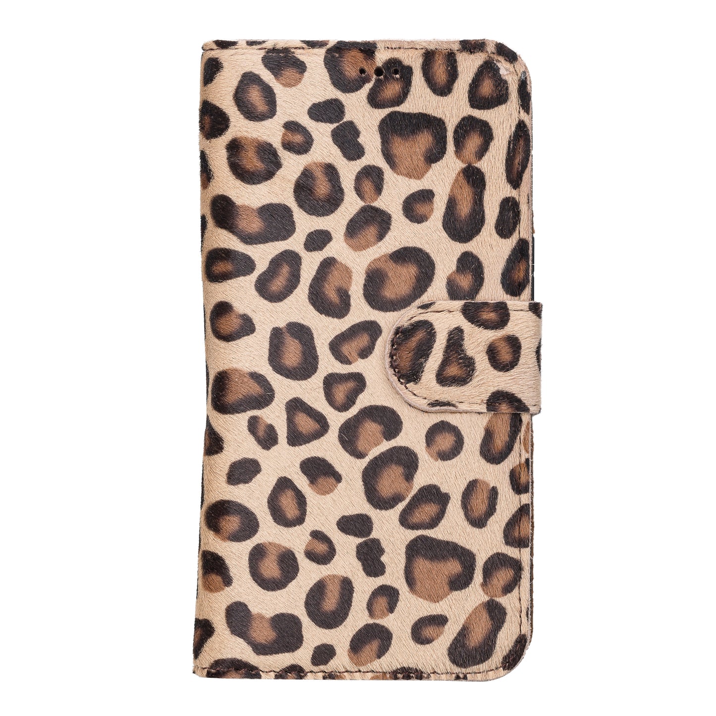 iPhone 13 (6.1") Leather MagSafe RFID Magnetic Detachable Wallet Case - Furry Leopard