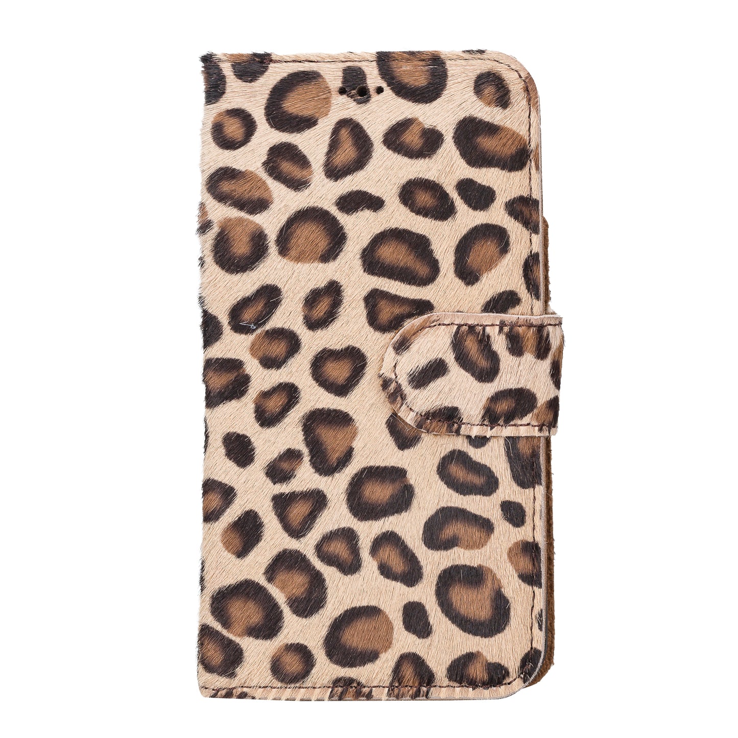iPhone 13 Mini (5.4") Leather MagSafe RFID Magnetic Detachable Wallet Case - Furry Leopard