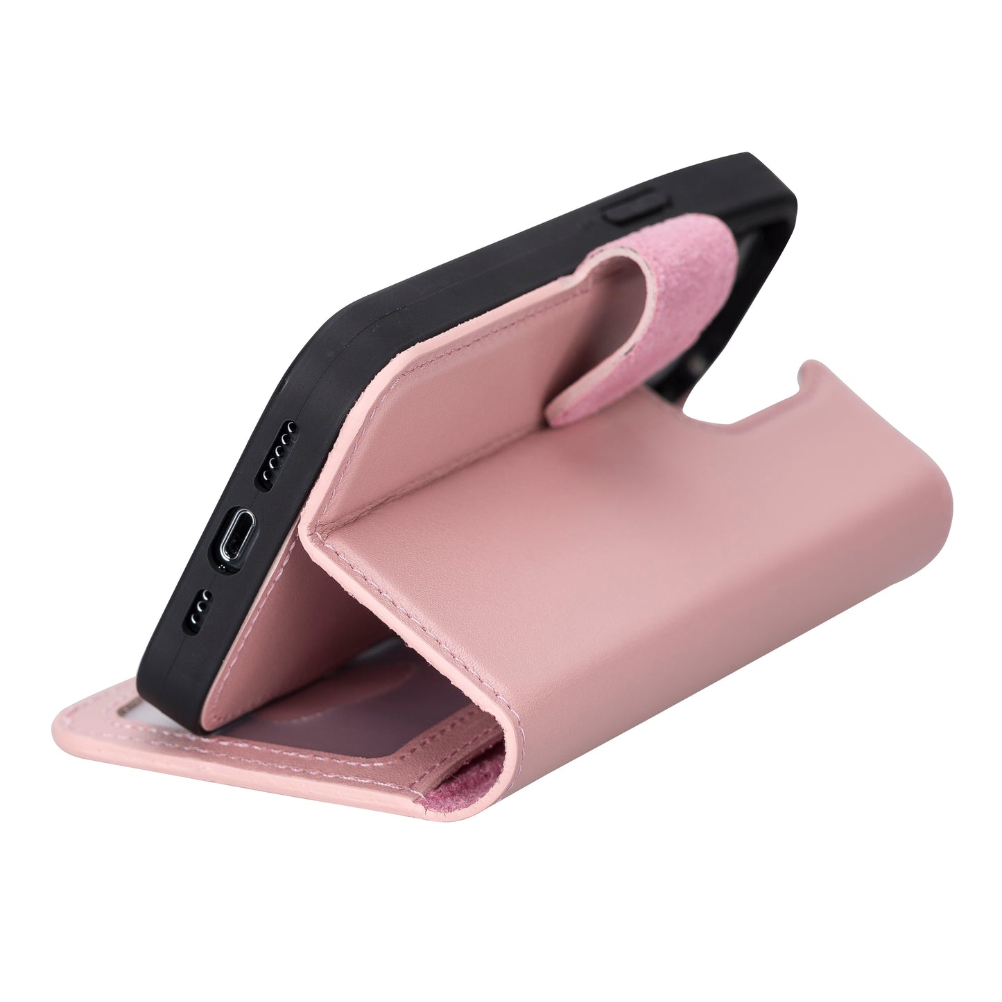 iPhone 13 Pro (6.1") Leather MagSafe RFID Magnetic Detachable Wallet Case - Pink