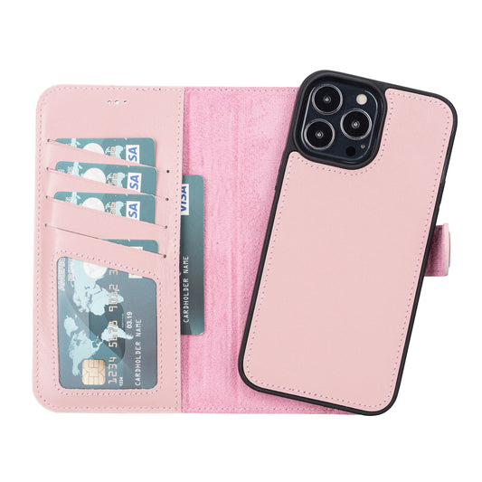 iPhone 13 Pro Max (6.7") Leather MagSafe RFID Magnetic Detachable Wallet Case - Pink