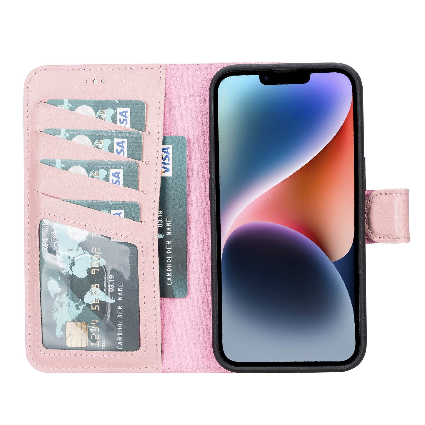 iPhone 14 (6.1") Leather MagSafe RFID Detachable Wallet Case - Pink
