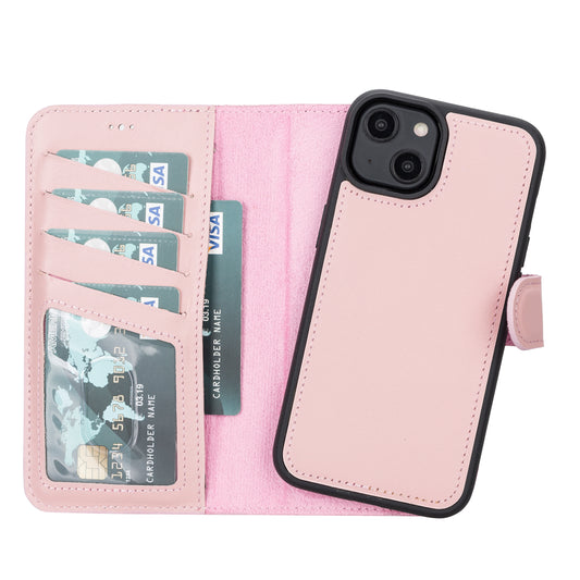 iPhone 14 (6.1") Leather MagSafe RFID Detachable Wallet Case - Pink