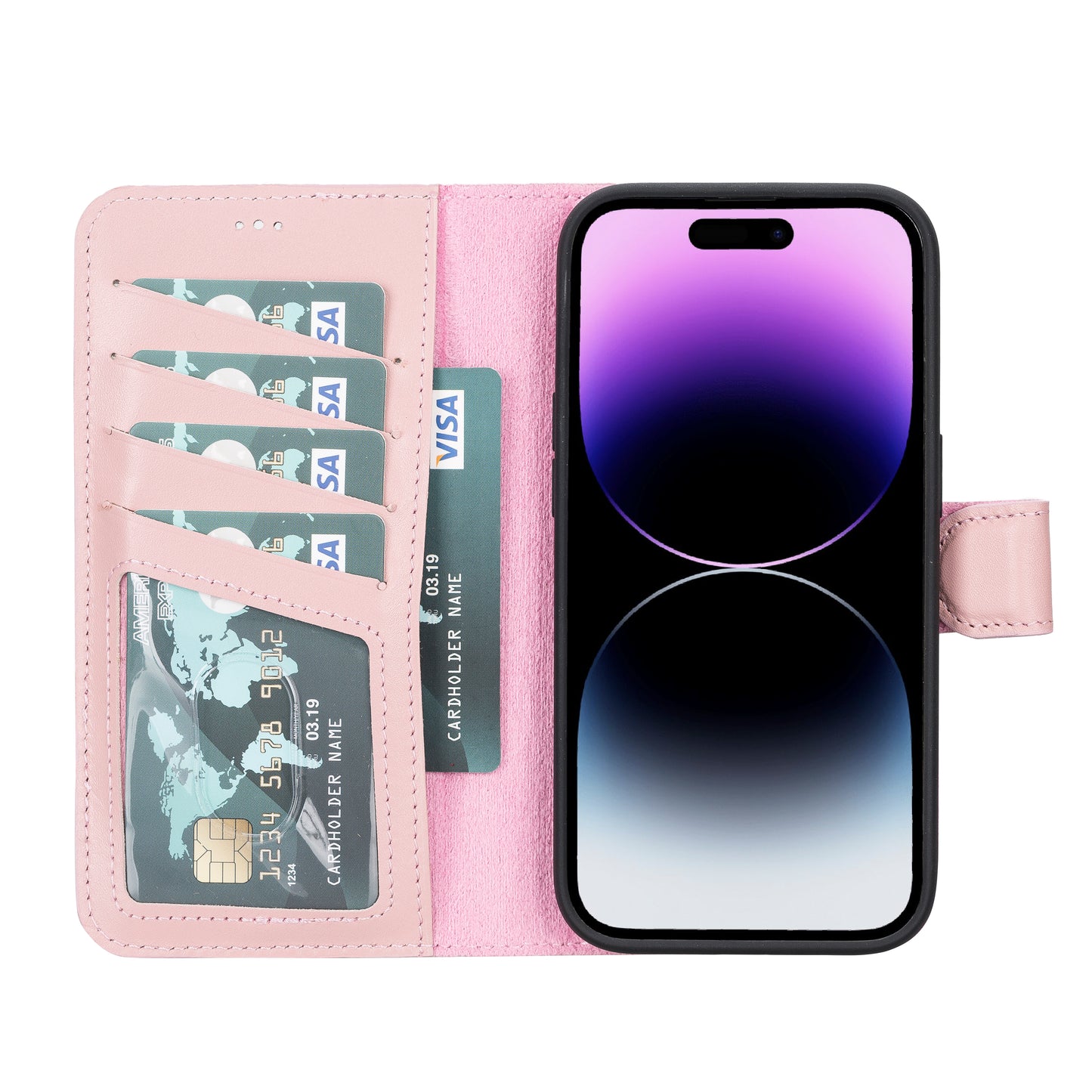 iPhone 14 Pro (6.1") Leather MagSafe RFID Detachable Wallet Case - Pink