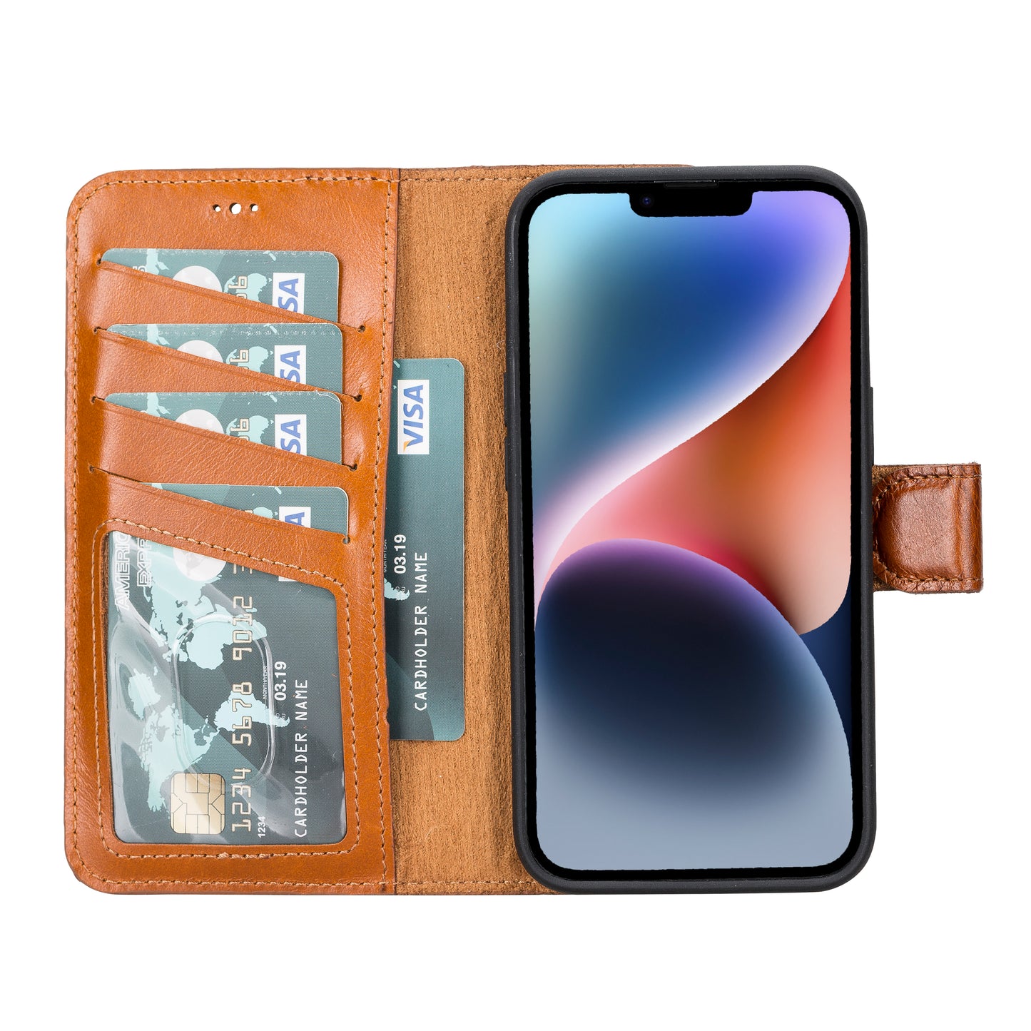 iPhone 14 (6.1") Leather MagSafe RFID Detachable Wallet Case - Rustic Brown