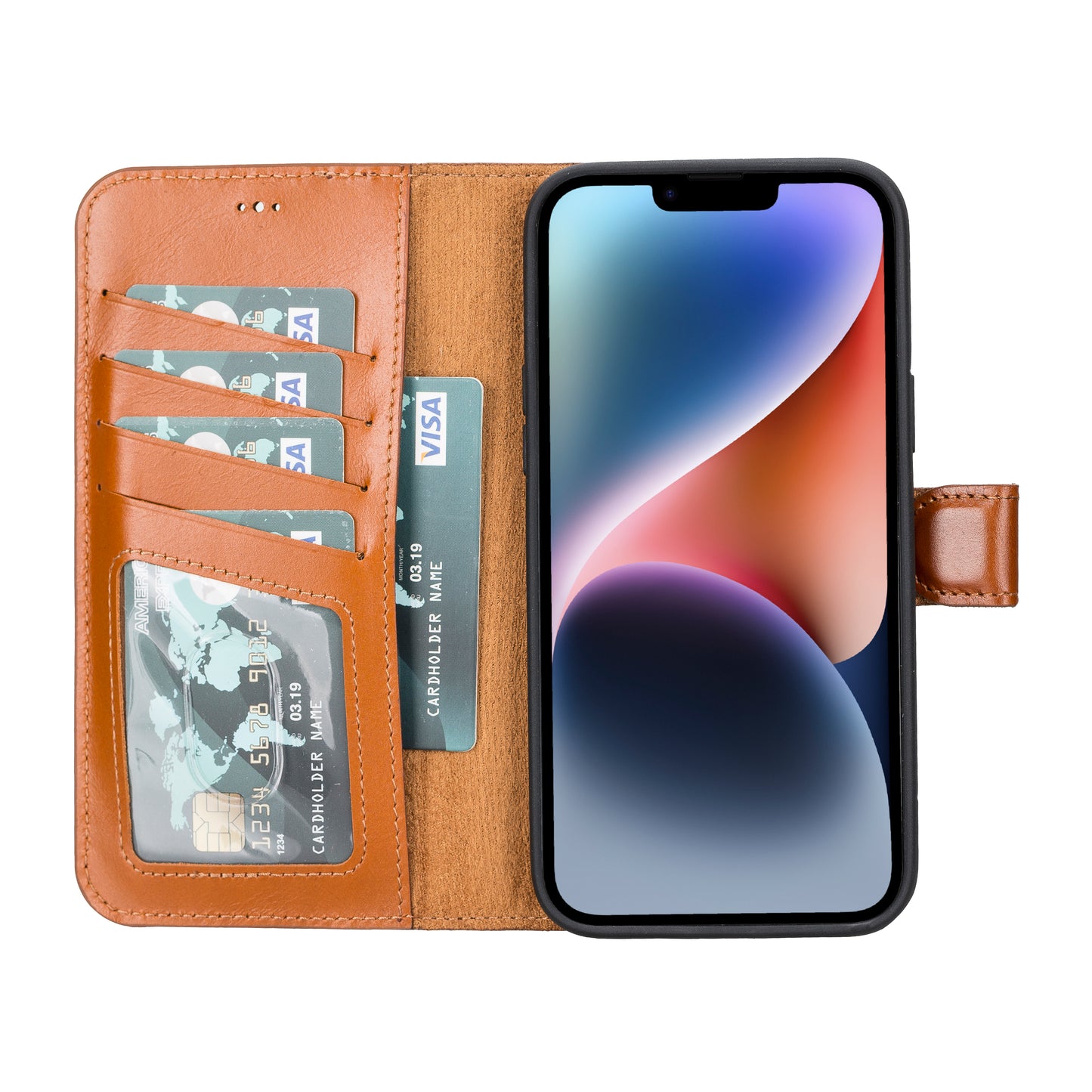 iPhone 14 Plus (6.7") Leather MagSafe RFID Detachable Wallet Case - Rustic Brown