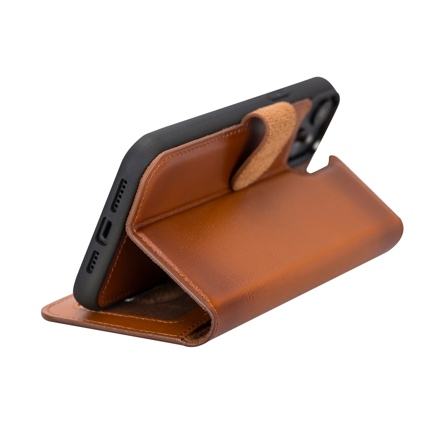 iPhone 14 Plus (6.7") Leather MagSafe RFID Detachable Wallet Case - Rustic Brown