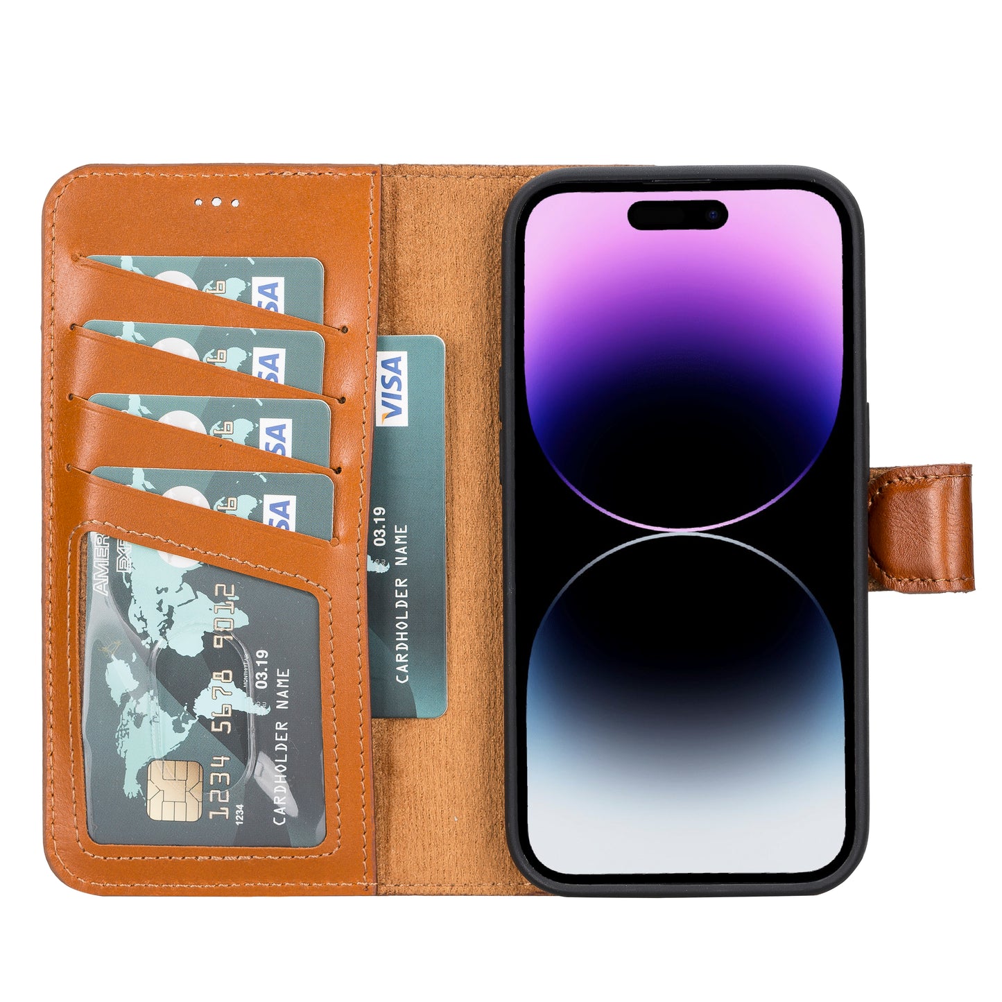 iPhone 14 Pro (6.1") Leather MagSafe RFID Detachable Wallet Case - Rustic Brown