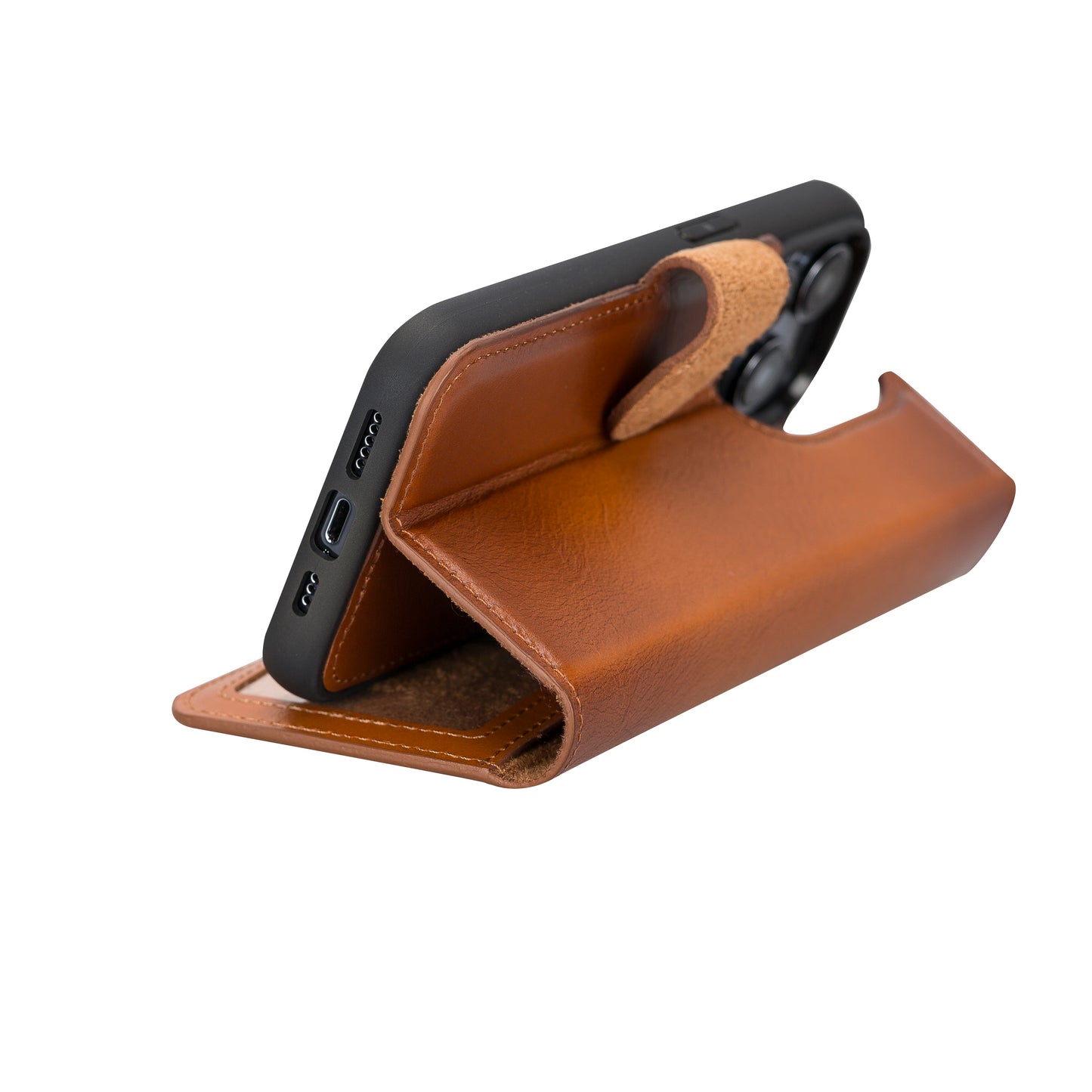 iPhone 14 Pro (6.1") Leather MagSafe RFID Detachable Wallet Case - Rustic Brown