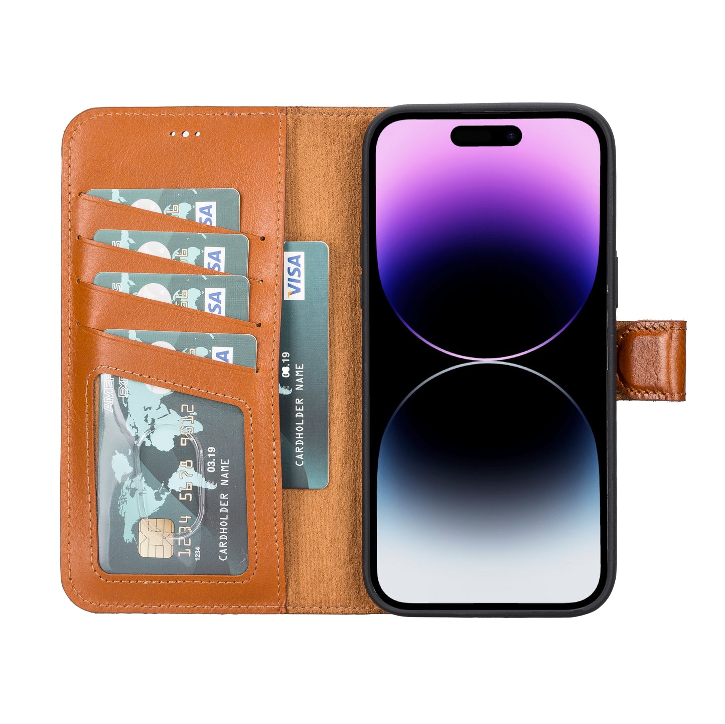 iPhone 14 Pro Max (6.7") Leather MagSafe RFID Detachable Wallet Case - Rustic Brown