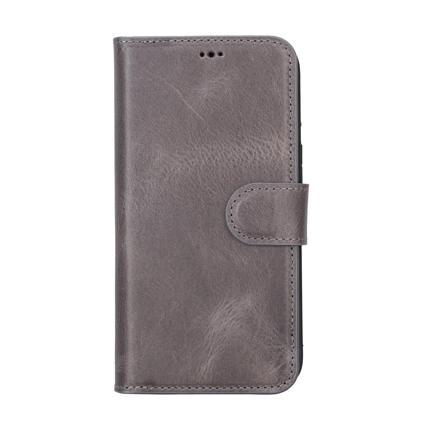 iPhone 13 (6.1") Leather MagSafe RFID Magnetic Detachable Wallet Case - Rustic Black