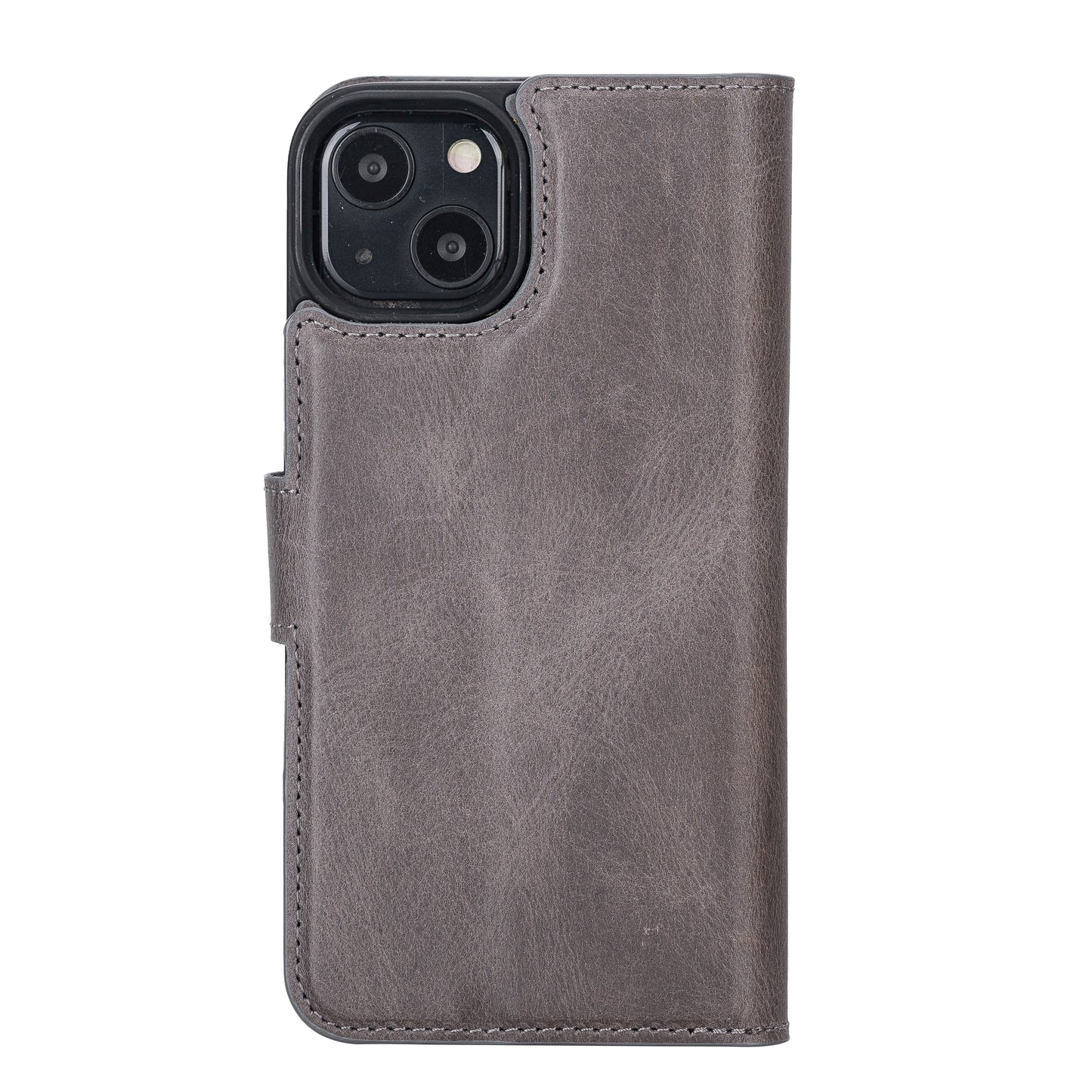 iPhone 13 (6.1") Leather MagSafe RFID Magnetic Detachable Wallet Case - Rustic Black