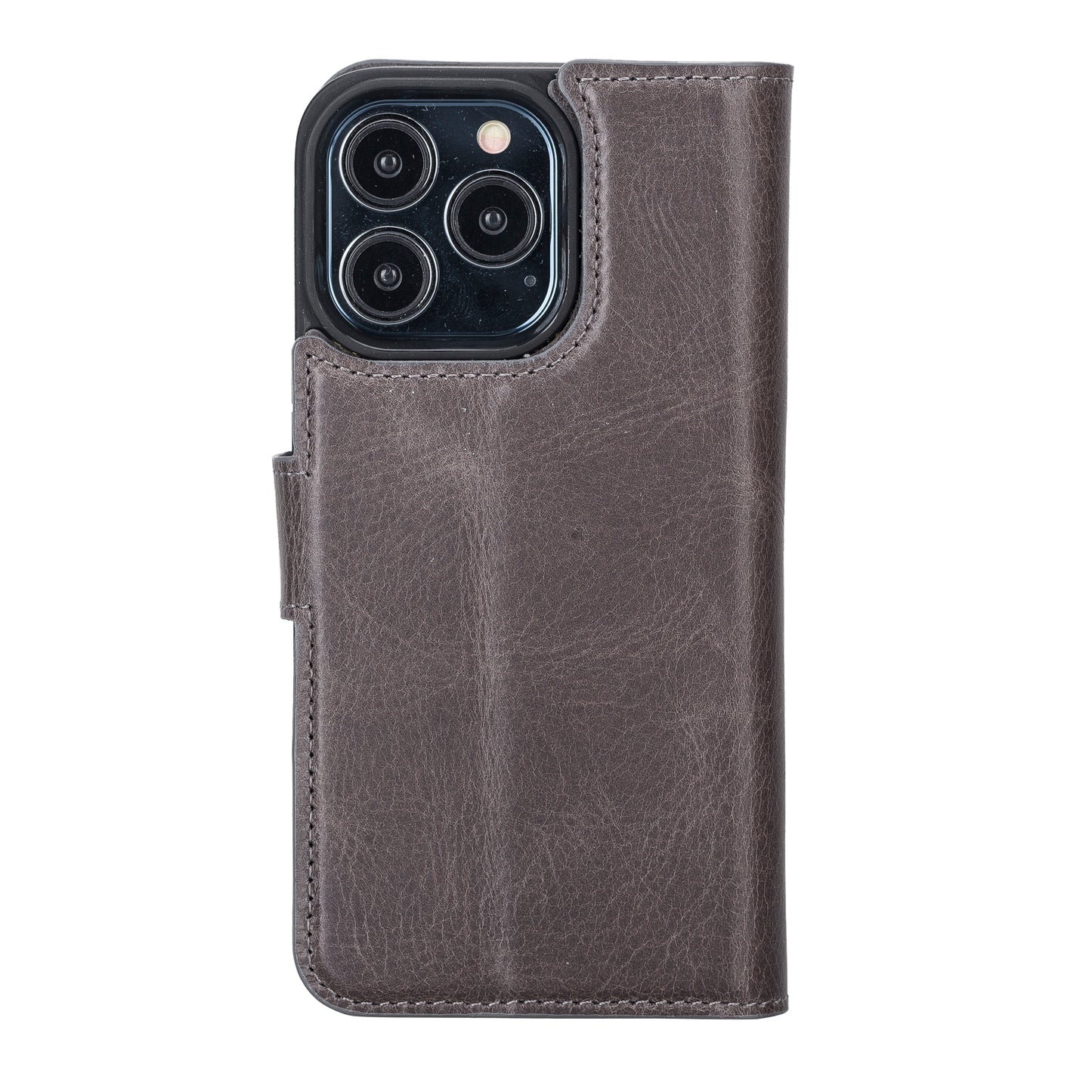 iPhone 13 Pro (6.1") Leather MagSafe RFID Magnetic Detachable Wallet Case - Rustic Black