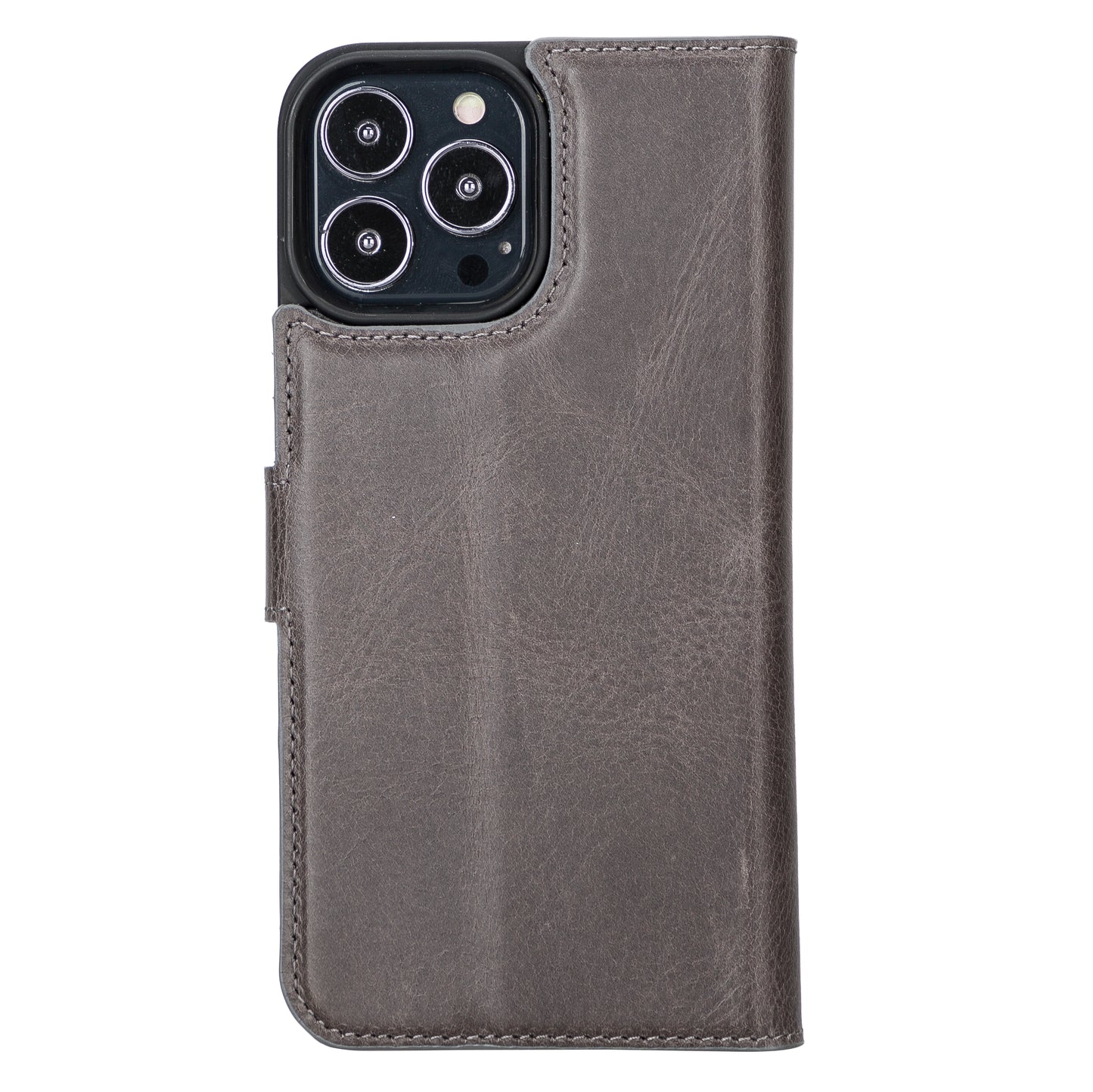 iPhone 13 Pro Max (6.7") Leather MagSafe RFID Magnetic Detachable Wallet Case - Rustic Black