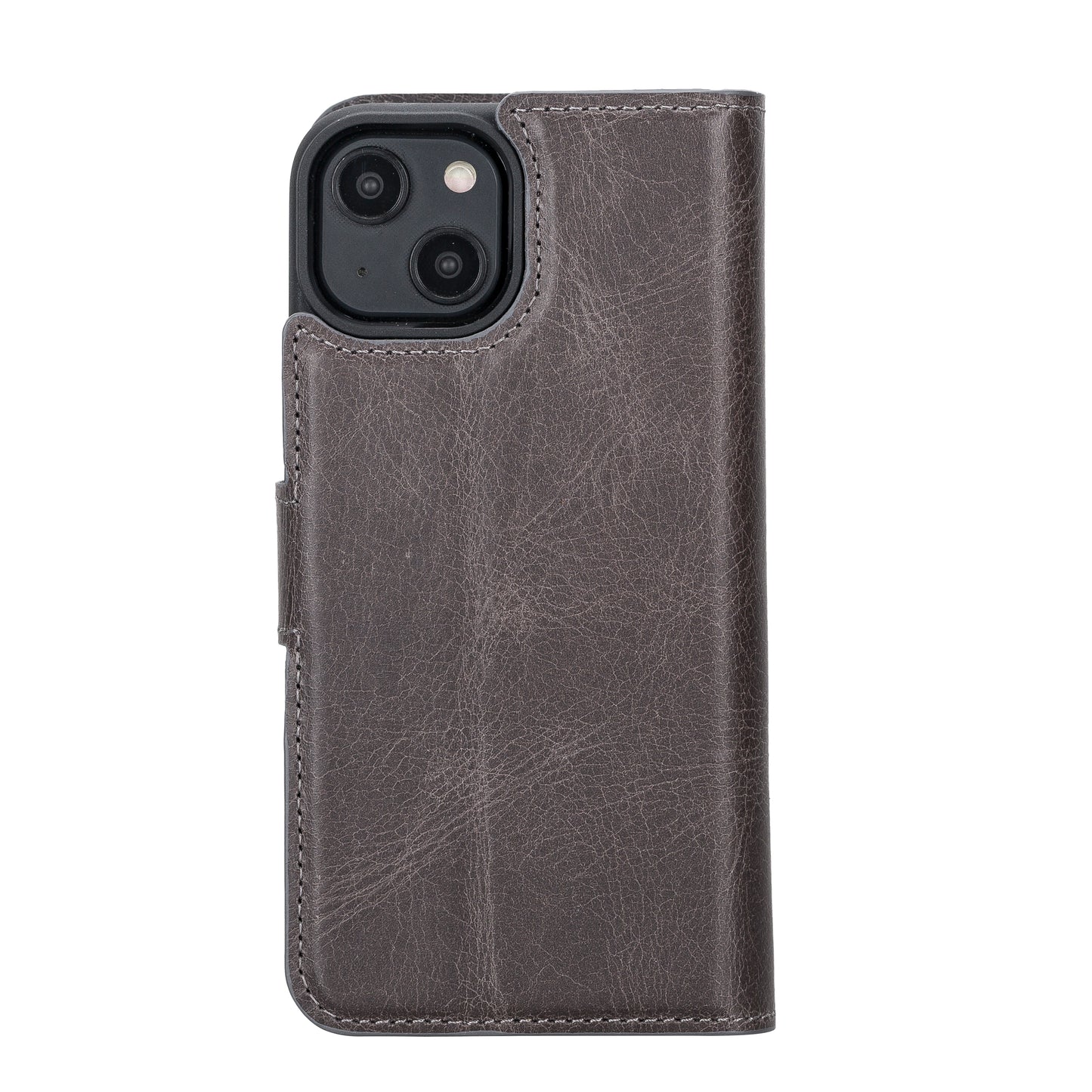 iPhone 14 (6.1") Leather MagSafe RFID Detachable Wallet Case - Rustic Black