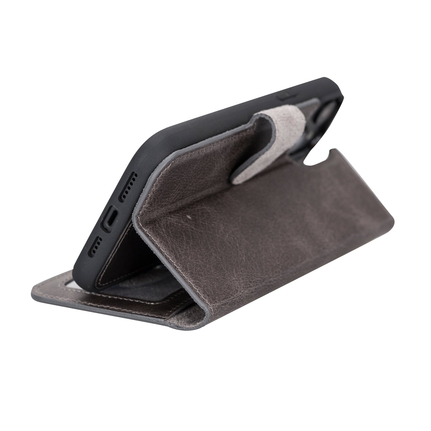 iPhone 14 Plus (6.7") Leather MagSafe RFID Detachable Wallet Case - Rustic Black