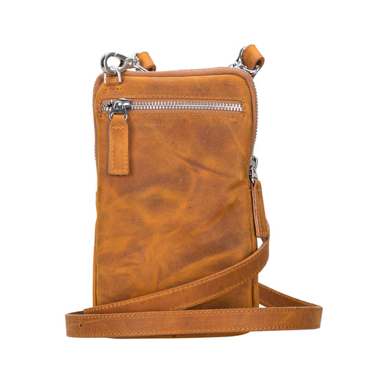 Leather Crossbody Phone Bag - Brown