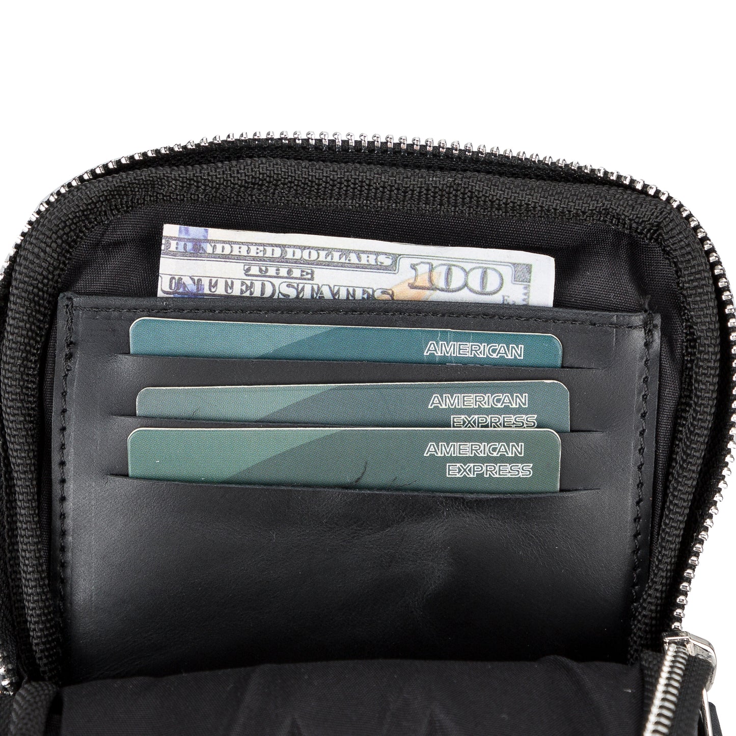 Leather Crossbody Phone Bag - Rustic Black