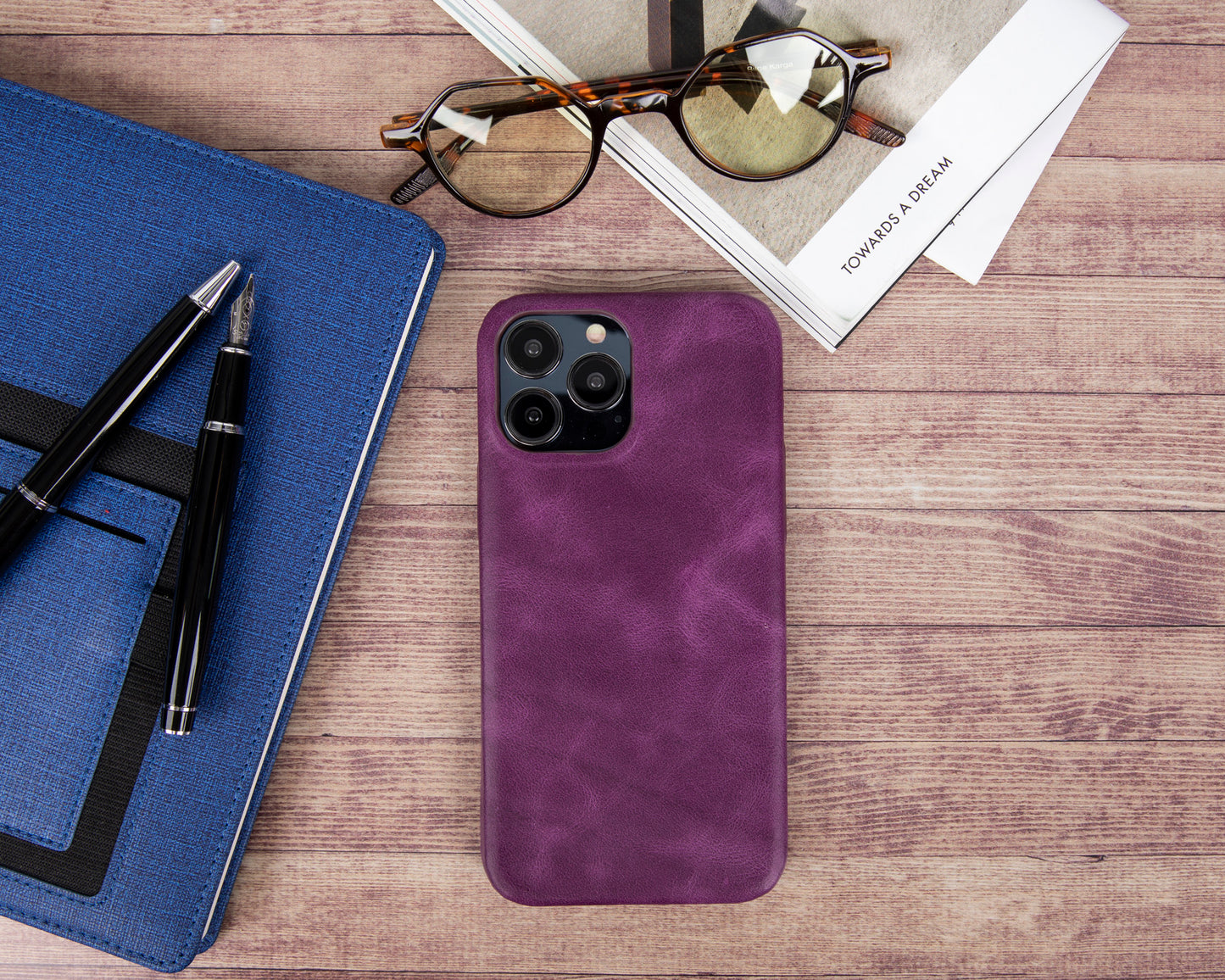iPhone 13 Pro Max (6.7") Full Leather MagSafe Snap On Case - Purple