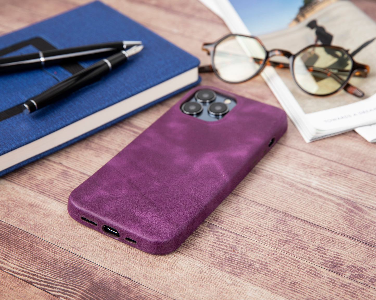 iPhone 13 Pro Max (6.7") Full Leather MagSafe Snap On Case - Purple