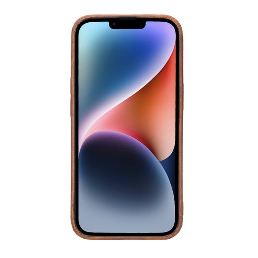 iPhone 14 Pro (6.1") Full Leather MagSafe Snap On Case - Teak Brown