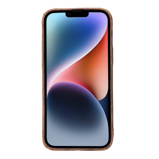 iPhone 14 Plus (6.7") Full Leather MagSafe Snap On Case - Teak Brown